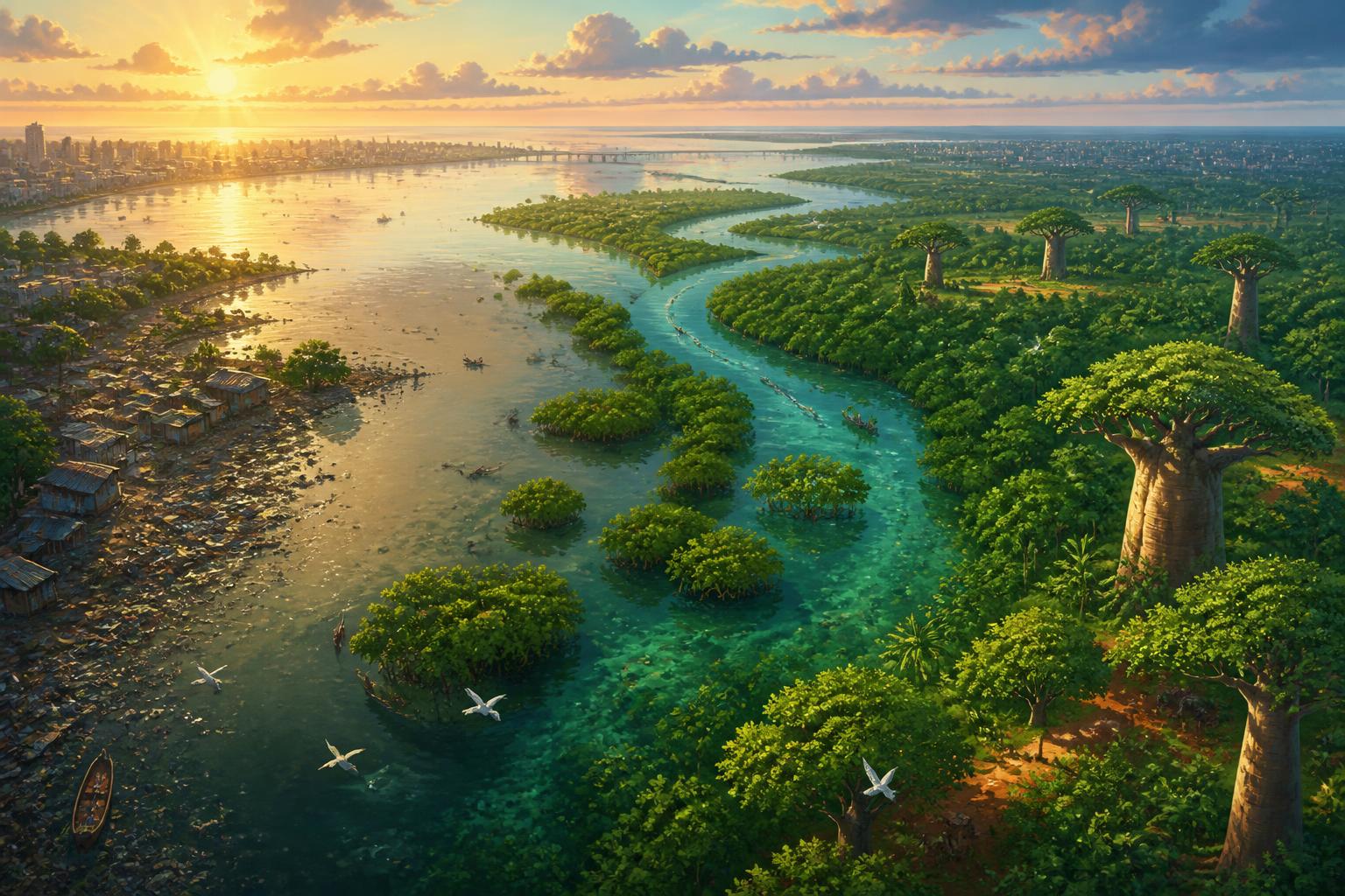 Aerial view of regenerating Nigerian ecosystem